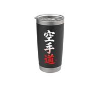Símbolo tradicional japonés de artes marciales kanji karate Vaso térmico de acero inoxidable de doble pared