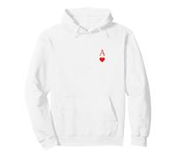 Símbolo y Letra de Ace of Hearts Sudadera con Capucha, Unisex para Adultos, Blanco, XL