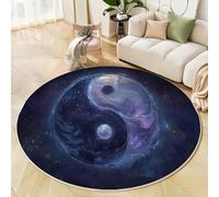 Símbolo Yin-Yang Del Vórtice Del Cielo Estrellado Alfombras Redondas Para Sala De Estar, Espacio De Ciencia Ficción Alfombra Redonda De 120cm, Púrpura Alfombra De área Redonda Para Sofá Estudio