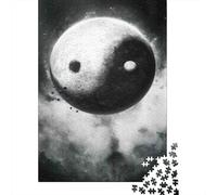 Símbolo Yin Yang Puzzle de 1000 Piezas Papel Puzzle para Adultos Nubes Blancas y Negras Juego de Puzzle 1000 Piezas Relajación Regalo 70x50cm/1000pcs