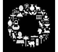 Símbolos antiguos egipcios, mitología, animales del saco egipcio Pegatinas de pared de vinilo 54.6x56cm Autoadhesivo Blanco