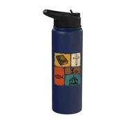 Símbolos Cristianos Vintage Biblia Cruz Ichthys Fe Arte Stainless Steel Insulated Water Bottle