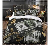 Símbolos de dinero Funda de Edredón Impresión 3D Juego de 3 Piezas Cremallera Oculta incluye Fundas de Almohada Suave estilo de arte gráfico Funda Edredon for Adolescentes Single（140x200cm）