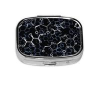 Símbolos de química química, pastillero meta, 2 compartimentos, organizador portátil