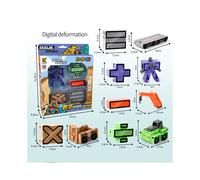 (Símbolos) Figuras de acción de transformación de tanques, guerreros, deformaciones, números digitales,