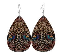 Símbolos Sagrados Crow Árbol De La Vida Arte Pendiente Cuero Ligeros Pendiente Moda Pendientes Para Mujer Aniversario