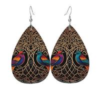 Símbolos Sagrados Crow Árbol De La Vida Arte Pendiente De Piel Moda Aretes De Cuero Ligeros Pendientes Para Mujer Aniversario