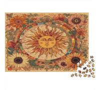 Símbolos Sol Puzzle 1000 Piezas De Cartón Grueso Girasol Totem Juego De Rompecabezas En Paquete Anti Estrés Adultos para Decoración De Pared como Regalo Original 70x50cm/1000