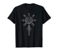 Símbolos Vikingos Clásicos Brújula Vegvisir Nordic Rune Camiseta gráfica económica, Hombre, Negro, M