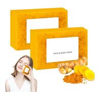 Simbolty Jabón iluminante de cúrcuma, Simbolty Jabón iluminante de ácido kójico, jabones de manchas oscuras de la cúrcuma natural, hidratación y iluminación (2PCS)