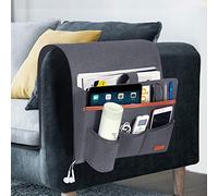 SIMBOOM Bolsillo de Sofá Reposabrazos, Organizador para Cama Grande para Mandos, Móvil, Gafas, Revistas o iPads - Gris Azulado