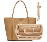 Simboom Organizador de Bolso de Fieltro, Organizador Bolso Insertar para iPad Mini, Cosméticos, Billetera, Perfume, Llave (Beige, M)