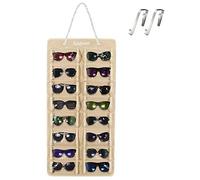 SIMBOOM Organizador de Gafas de Sol Montado En La Pared, 16 Ranura A Prueba de Polvo Gafas de Sol Organizador de Fieltro Bolsa Colgante Gafas de Sol con Gancho y Cuerda, A Prueba de Polvo-Beige
