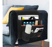 SIMBOOM Organizador de Sofá Grande, Reposabrazos Bolso de Almacenamiento para Sofá, Revistero, Mando a Distancia, Teléfono Móvil, Libro, lápiz - Gris Oscuro