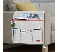 SIMBOOM Organizador de Sofá Silla, Reposabrazos Soporte de Bolsa para Mandos, Bolsa de Almacenamiento para Reposabrazos Antideslizante con 5 Bolsillos (Gris)