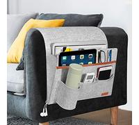 SIMBOOM Organizador de Sofá Sillón Cama, Reposabrazos Soporte de Bolsa para Mandos, Móvil, Gafas, Revistas o iPads - Gris Claro