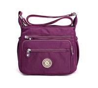 Simcat Bandolera de múltiples bolsillos para mujer, bolsas de hombro de nailon, impermeables, para mujer, esposa, mamá, grande, Purple, Talla única