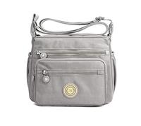 Simcat Bolso cruzado con múltiples bolsillos para mujer, bolsas de hombro para mujer, bolsas de mensajero, bolsas de nailon impermeables para mujer, esposa, mamá, talla L, gris, Talla única