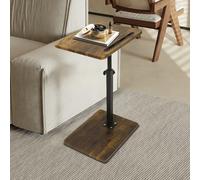 Simcat Mesa auxiliar en forma de C, mesa auxiliar giratoria de 360 grados de altura ajustable, mesa de bandeja para reposabrazos de sofá, mesa auxiliar para cama o silla con ranura para teléfono y