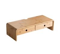Simcat Soporte elevador de madera para monitor para elevar la altura del monitor, organizador de escritorio con 2 cajones, no requiere montaje, agujero de gestión de cables, accesorios de escritorio