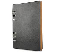 SIMDAO Cuaderno A5, cuaderno con tapa de piel sintética, cuaderno recargable con 6 agujeros, cuaderno de tapa dura, cuaderno rayado para negocios, viajes, oficina, escritura, 100 páginas/200 hojas