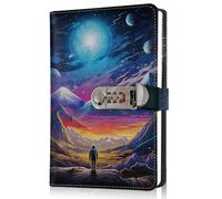 SIMDAO Diario con cerradura para niños, diario de piel sintética con bolígrafo, 120 hojas/240 páginas, diario temático espacial con cerradura de combinación, diario secreto para niños, regalos de