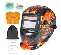 SIMDUUM Casco de soldadura, ultraligero, solar, totalmente automático, oscurecimiento, gran campo de visión, máscara de soldadura, protección profesional para TIG MIG ARC (rojo)