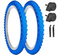 SIMEIQI Paquete de 2 neumáticos y tubos para bicicleta de 16 x 1.95 pulgadas, color blanco (azul, 16 x 1.95)