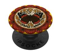 Simetría de mandala mariposa almirante rojo con inspiración natural PopSockets PopGrip Adhesivo