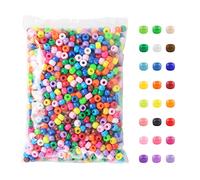 Simetufy 1200 cuentas de plástico para hacer pulseras, cuentas multicolor para trenzar el cabello, manualidades, joyería Kandi, llaveros y adornos, 24 colores surtidos