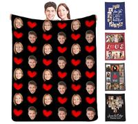 SIMIEEK Manta personalizada con imágenes de cara para parejas, regalos del día de San Valentín, fabricada en Estados Unidos, mantas con fotos personalizadas, disponibles de 30 a 80 pulgadas