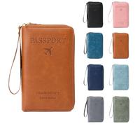 Similarbe Multi-Functional Passport Wallet, Essential Travel Anti-Theft Wallet Storage Case, Credit Cards Case Holder for Women Men (Brown)