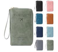 Similarbe Multi-Functional Passport Wallet, Essential Travel Anti-Theft Wallet Storage Case, Credit Cards Case Holder for Women Men (Green)