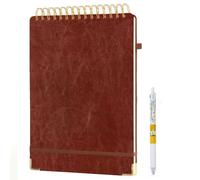 Simind Top Spiral Notebook 8.5x11, A4 Large Leather Hardcover Top Bound Steno Pads, 240 Pages 100gsm Thick Lined Paper Left Handed Notebook Journal for Work, School - Brown