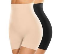 SIMIYA Bauchweg Unterhose Damen Hohe Taille Shapewear Figurformende Nahtlose Miederhose Leggings Kurze Bauchstraffung Miederpants Body Shaper Bauchkontrolle Unterwäsche(Negro + Beige, XL)