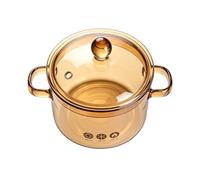 Simmer Pot - Glass Heat Resistant Cookware 1500-1900 ml | GlassSaucepan With Lid Amber Clear Cooking Pot Non Stick Soup Milk Pan Stove Microwave Use