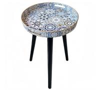 Simmer Stone Mesa auxiliar redonda interior con patas de madera solubles, 3 patas, mesa de bandeja versátil, perfecta para mesa de café redonda, té y relajarse 45 cm (bohemio)