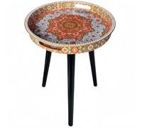 Simmer Stone Mesas auxiliares redondas para interiores con 3 patas de madera desmontables, mesa de bandeja versátil, perfecta para mesa redonda de café, té y tiempo de relajación de 17.7 pulgadas