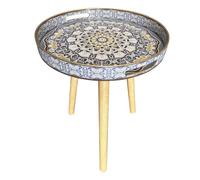 Simmer Stone Mesas auxiliares redondas para interiores con 3 patas de madera desmontables, mesa de bandeja versátil, perfecta para mesa redonda de café, té y tiempo de relajación de 17.7 pulgadas