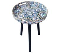Simmer Stone Mesas auxiliares redondas para interiores con 3 patas de madera desmontables, mesa de bandeja versátil, perfecta para mesa redonda de café, té y tiempo de relajación de Navidad de 17.7
