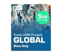 Simmetry Global Data eSIM de 5 GB, 90 días, Compatible con Dispositivos iOS y Android habilitados para eSIM, Permite Compartir Puntos de Acceso Directo, Ideal para Viajes Largos o Uso Duradero.