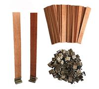 Simoda 100 Piezas Mechas de Madera para Velas con Soportes de Hierro para Velas Mecha Natural ecológica para Hacer Velas y Manualidades con Velas,13 x 130 mm (100 pcs)