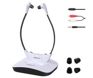 SIMOLIO 2.4G Auriculares inalámbricos para TV con Batería de Repuesto para Mayores, Auriculares inalambricos TV con Control de Tono y Balance, Soporta Optical/RCA/AUX, 50m Alcance, Sin Retardo Audio