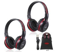 SIMOLIO 2 Paquetes Auriculares inalámbricos IR para niños, 2 Canales Auriculares Infrarrojos con DVD para Coche, Auriculares Infrarrojos Inalámbricos de Coche, con Cable AUX y Bolsa de Almacenamiento