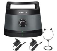 SIMOLIO Altavoz DE TV inalámbrico para Mayores, 2,4GHz Altavoz portátil para escuchar TV, Altavoz de Mano para TV, Digital Amplificador Asistido, sin demora, Óptica/RCA/AUX, 30m, 2 adaptadores SM-621D