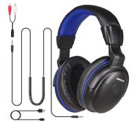 SIMOLIO Auriculares con cable extra largo para TV, amplificación de volumen y diálogo claro, cable de bobina de 5,5 m, auriculares sobre la oreja para personas mayores