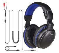 SIMOLIO Auriculares con cable extra largo para TV, amplificación de volumen y diálogo claro, cable de bobina de 5,5 m, auriculares sobre la oreja para personas mayores