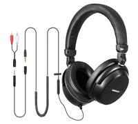 SIMOLIO Auriculares de TV con control de volumen, cable en espiral de 15 pies más cable extendido de 10 pies, compatible con salida RCA y AUX de 3.5 mm, ordenador portátil, tableta -SM-906