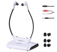 SIMOLIO Auriculares Inalámbricos TV/PC para Mayores con Mejorar la Diálogos, 2.4 G Digitales Cascos para TV con Transmisor, Óptica RCA y 3,5mm AUX, Sin Demora, Plug & Play, Alcance 50m SM-823D Pro