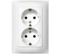 SIMON 10 ENCHUFE DOBLE SCHUKO EMPOTRAR 250V 16A BLANCO | Plano y fino, fácil instalación. Incluye marco, tapa y mecanismo. Base hembra.